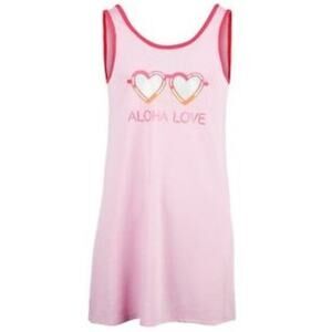 Miken Big Girls Aloha Love Print Pink Cover-up Tank Dress, Size S - MSRP $32